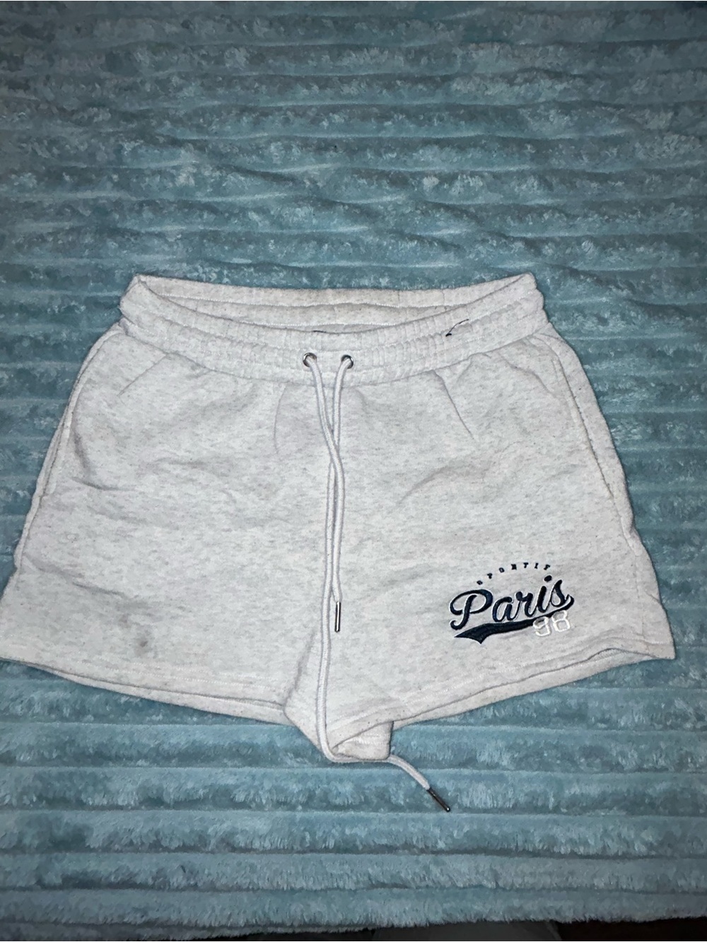 Heather Gray Paris Graphic Women's Athletic Drawstring Shorts